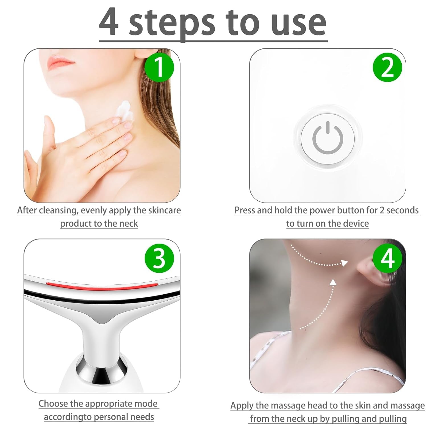 Face and Neck Massager, 3 Color Led Face Neck Massager, Multifunctional Facial Skin Care Tool, Ideal for Home Skin Care