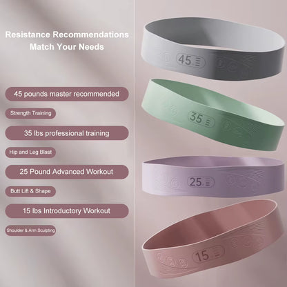 Silicone Resistance Bands with 4 Resistance Levels Exercise Workout Loop Bands Workout Stretch Bands for Home Gym Yoga