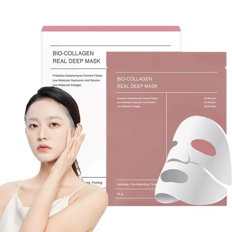 4Pcs/Box Absorbable Bio-Collagen Real Deep Mask Night Moisturizing Mask Firming Nourish Brightening Moisturizing Skin Care